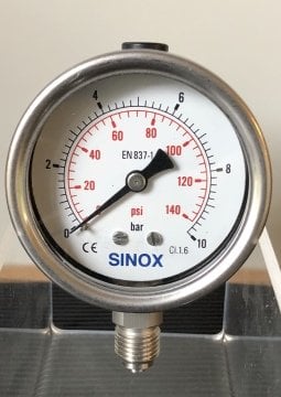 SINOX komple paslanmaz 63 mm alttan çıkışlı manometre