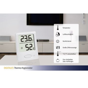 Dijital termo-higrometre 30.5041 beyaz ve siyah