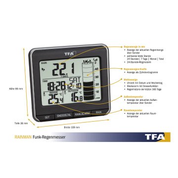 Digital wireless rain gauge RAINMAN 47.3004