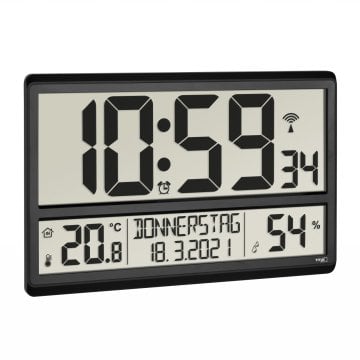 Dijital XL radyo-kontrollü duvar saati oda iklim göstergeli 60.4520
