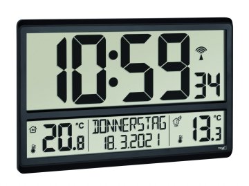 Dijital XL radyo-kontrollü saat iç ve dış sıcaklık göstergeli 60.4521.01