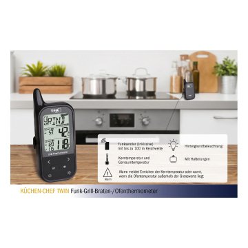 Telsiz Barbekü et/fırın termometre KÜCHEN-CHEF TWIN 14.1511.01