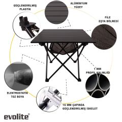 Evolite Nature Katlanabilir Kamp Masası Orta (50 x 55 x 53cm)