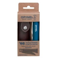 Opinel Inox 8 No Deri Kılıflı Paslanmaz Çakı (Mavi)