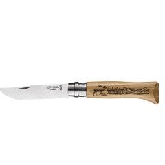 Opinel Inox No 8  Meşe Saplı Geyik Desenli Paslanmaz Çelik Çakı