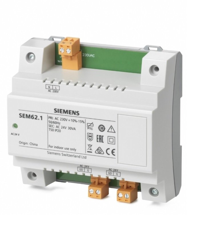 SEM62.2 Trafo, AC 230 V Giriş, AC 24 V Çıkış, Anahtarlı ve Sigortalı