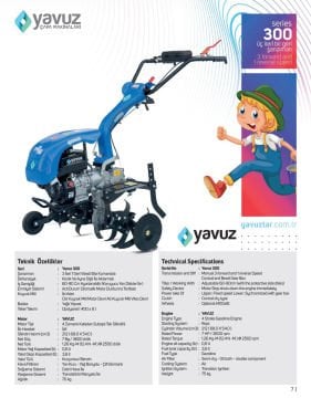 Yavuz Y300 Benzinli Motorlu 3+1 Vitesli  Çapa Makinası 7 Hp