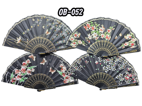 12'li Karışık Plastik Kumaş Yelpaze  (OB-052)