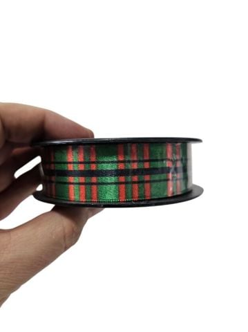 2 Cm (20 Mt.) Çizgili Ekose Saten Kurdele