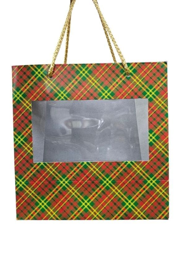 10 Lu (20x20 Cm) Pencereli Körüklü, İpli, Karton Çanta, Poşet