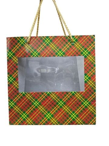 10 Lu (20x20 Cm) Pencereli Körüklü, İpli, Karton Çanta, Poşet