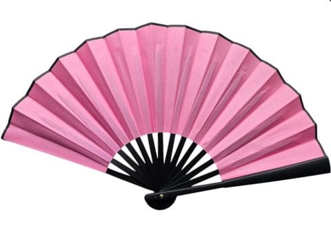12'li Pembe Plastik Kumaş Yelpaze