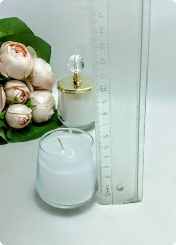 24 Lü Ton Ton Cam Şekerlik Mumluk Bardak (Metalize Kaplama Pvc Kristal Tepelikli İçi Mumlu )