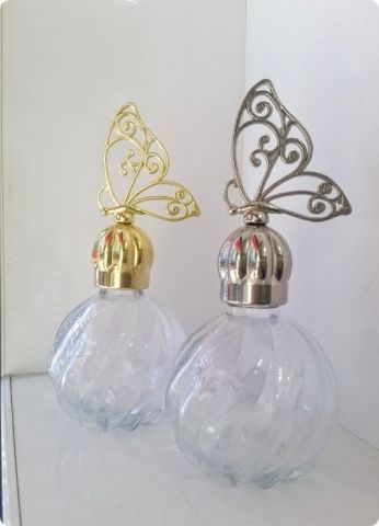 12 li Kelebek Pvc Tepelikli Burgu Top Cam Kolonya Şişesi