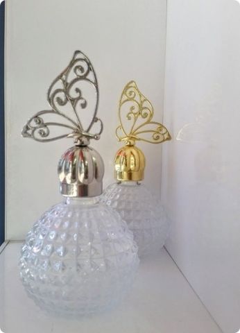 12 li Kelebek Metal Tepelikli Kristalize Top Cam Kolonya Şişesi