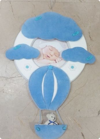 Uçan Balon Bulutlu Ayıcıklı Bebek Kapı Süsü