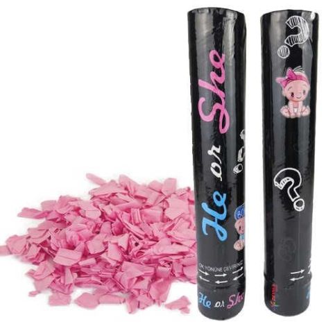 KONFETİ CİNSİYET PEMBE METAL TÜP 30CM PK:1 KL:100