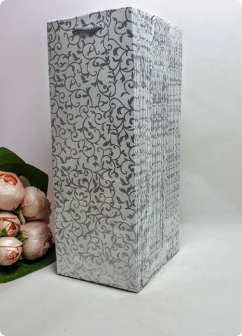 Bileklik Karton Çanta İpli Paket :Beyaz Zemin Sarmaşık Desen