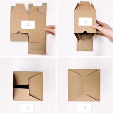 11x11x12 Cm Kilitli E-Ticaret Hediye Kutusu, Kraft Karton Kargo Paketleme Kutusu