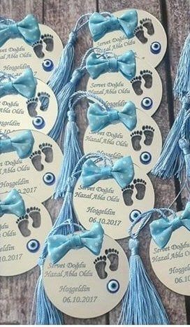 100 Adet İsim Yazılı Patik / Ayak İzi Pleksi Ayna Bebek Şekeri