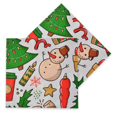 16 lı Kardan Adam Yılbaşı Peçete 33x33