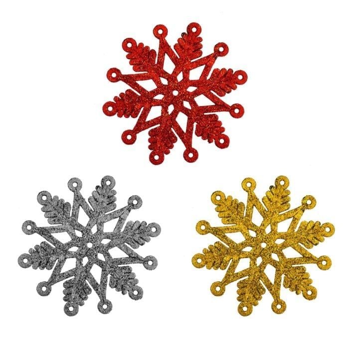 3 Lü Yılbaşı Ağaç Süsü Simli Kar Tanesi