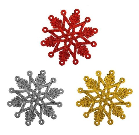 3 Lü Yılbaşı Ağaç Süsü Simli Kar Tanesi