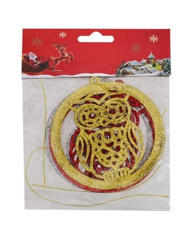 3 Lü Yılbaşı Ağaç Süsü Simli Baykuş