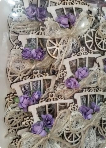 Ahşap Araba Süslü  Magnet (Söz, Nişan, Nikah, Şekeri)