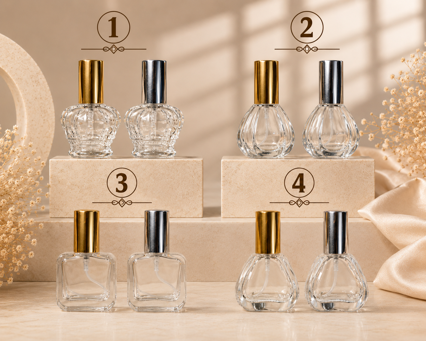 10 ml fısfıslı sprey cam şişe modelleri 4 model