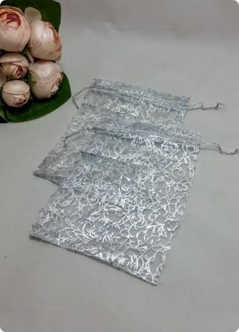 100 lü Desenli Büzgülü Tül Kese 20x30 cm