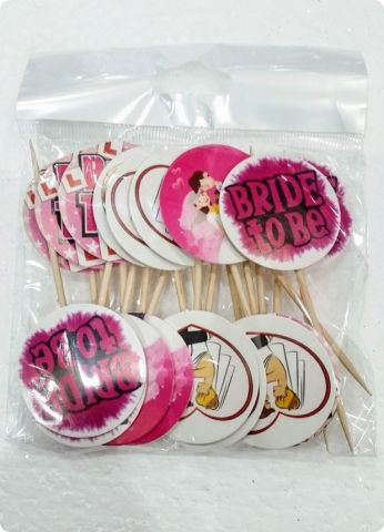 20 li Bride To Be Süsleme Kürdanı (Cupcake - Muffin -kek dekoratif kürdan)