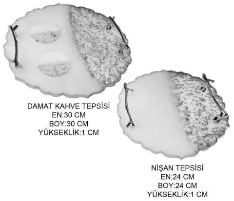 EPOKSİ TEPSİ DAMAT KAHVESİ ve NİŞAN SETİ GÜMÜŞ