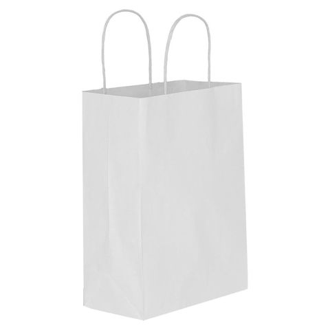 25 Li 45x50 cm Büküm saplı Kağıt Beyaz Çanta-Poşet