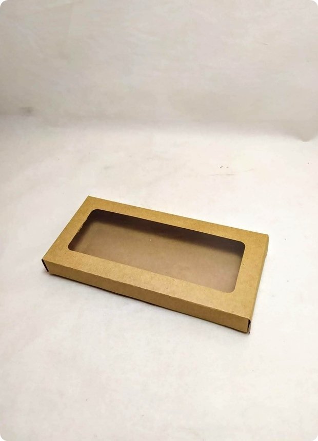 8x17x2 cm Pencereli Kraft Karton Asetat Kutu 20 li