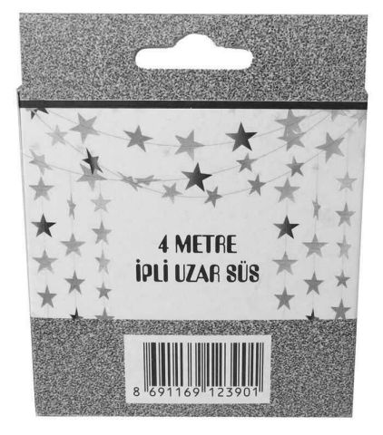 SÜS SARKIT YILDIZ METALİZE PARLAK GÜMÜŞ 25 Lİ SET