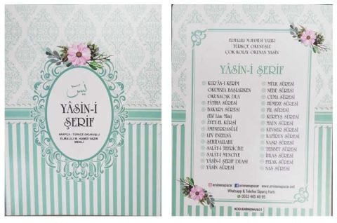 YASİN KİTAP 64 SAYFA 12X16 CM MİNT SU YEŞİLi