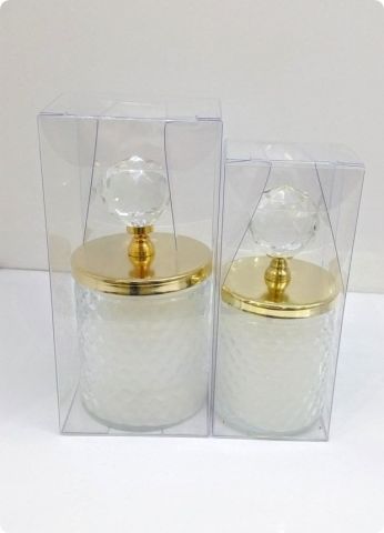 20 li Metal Kristal Tepelikli Kristalize Bardak Mum (Asetat Kutulu)