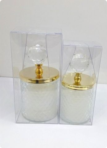 20 li Metal Kristal Tepelikli Kristalize Bardak Mum (Asetat Kutulu)