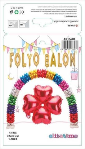 FOLYO BALON KALP ÇİÇEKMODELİ KIRMIZI 13 INC PK:1