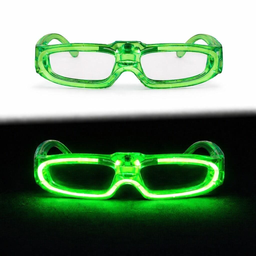 Yeşil LED Işıklı Parti Gözlüğü 3 Modlu – Glow & Gece Eğlence Gözlüğü
