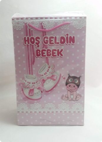 25 Li 11x17 Cm Toptan Patikli Bebekli Karton Çanta