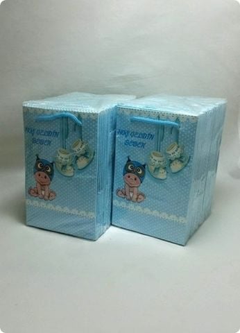 25 Li 11x17 Cm Toptan Patikli Bebekli Karton Çanta