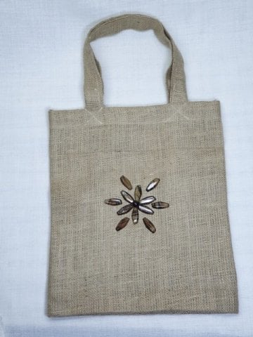 Taşlı Kanaviçe kumaş çanta (43*35*10 cm)