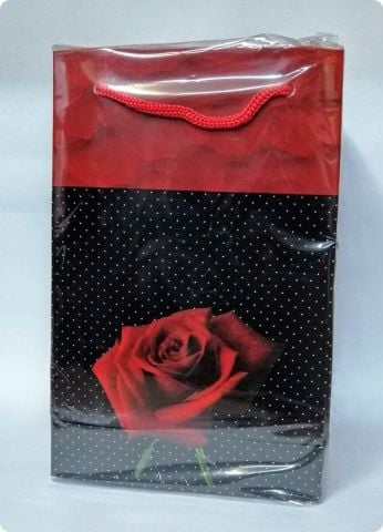 25 Li 11x17 Cm Gül Desenli Karton Çanta Poşet