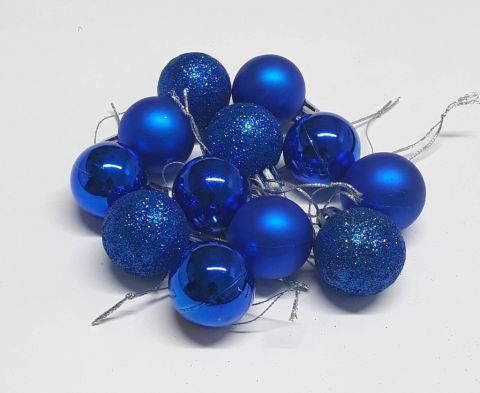 12 Lİ 3 CM Boru Cici Top Yılbaşı ağaç süsü