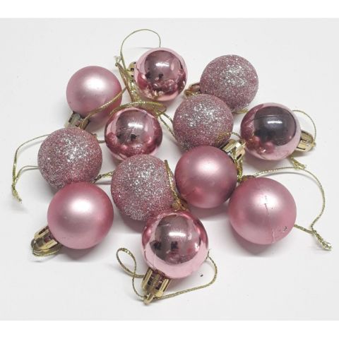 12 Lİ 3 CM Boru Cici Top Yılbaşı ağaç süsü