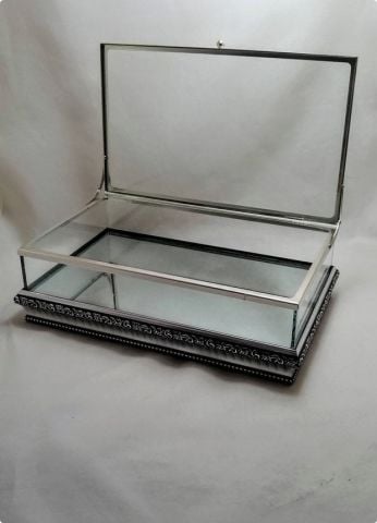 30x20x10 cm Altı Ahşap Aynalı, Metal kenarlı Kapaklı Kız isteme / çikolata Kutusu