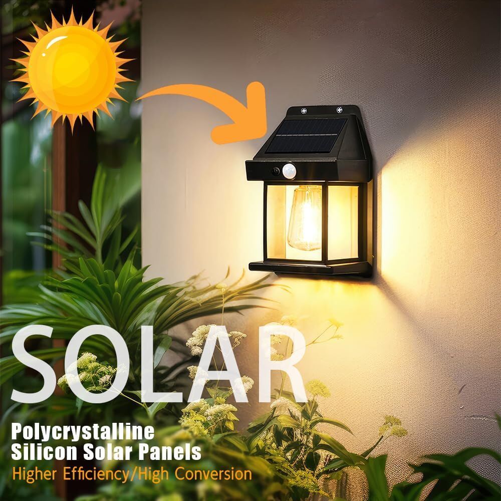 Güneş Enerjili Solar Duvar Lambası Rustik Ampul-Gün Işığı MZ-800