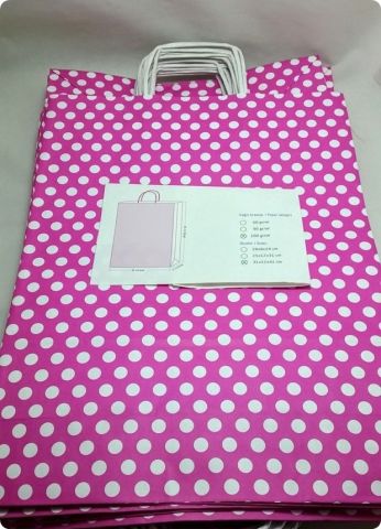 25 Li 31x41 cm Büküm saplı Kağıt Çanta-Poşet Fuşya Puanlı